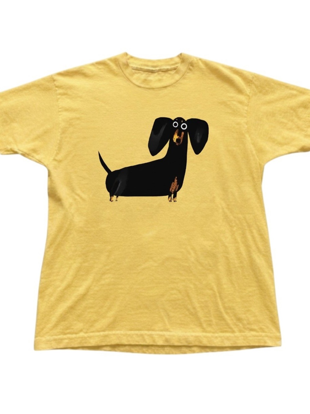 Gildan Yellow Dachshund T-Shirt Cute Wiener Dog Graphic Tee Top